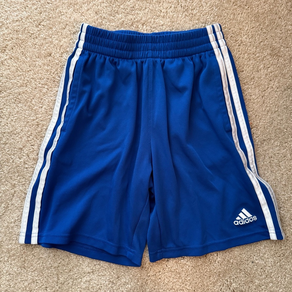Adidas Kids Royal Blue Shorts with White Stripes